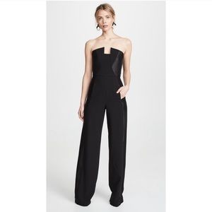 Black Halo Lena Tuxedo Strapless Jumpsuit Size 4